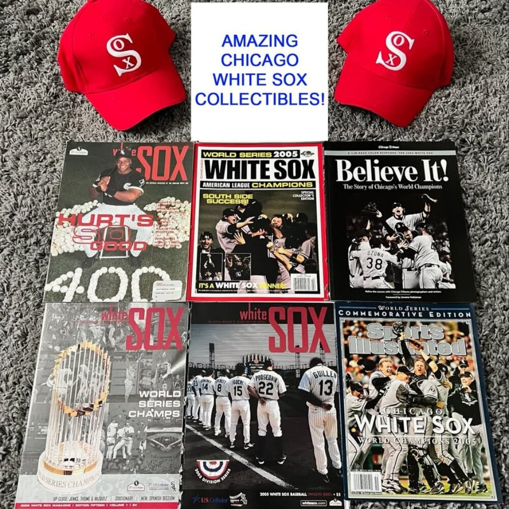 Chicago White Sox Fan's Dream! 2005 World Series Champs Books + 2 New Hats